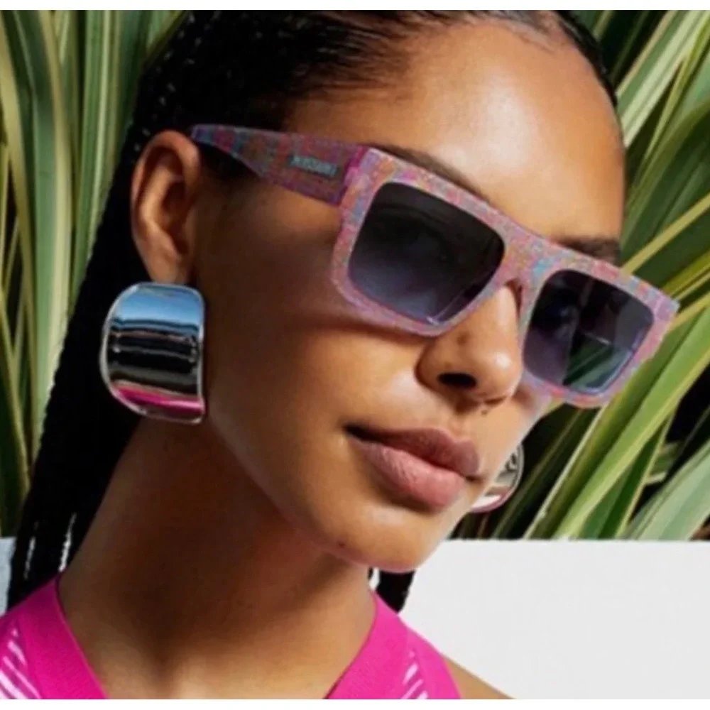Missoni MIS 0129/S Pink Fabric‎ Glitter Square Sunglasses Blue Gradient Lens New
